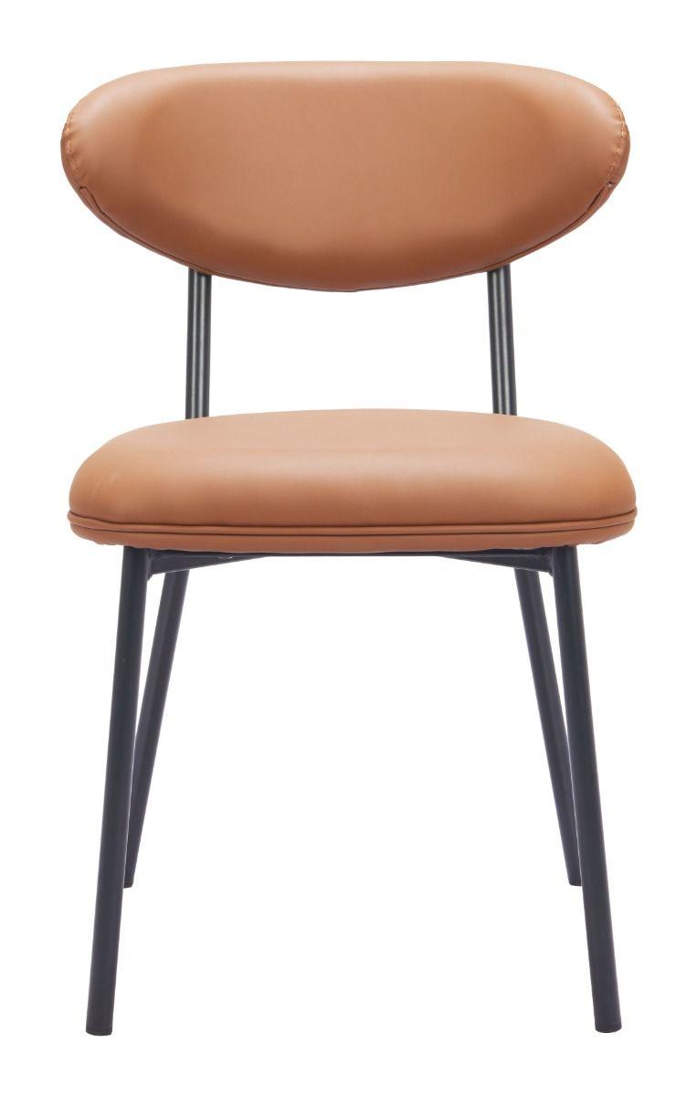 Rorun Wood and Steel Brown Armless Dining Chair (Set of 2) Dining Chairs LOOMLAN By Zuo Modern