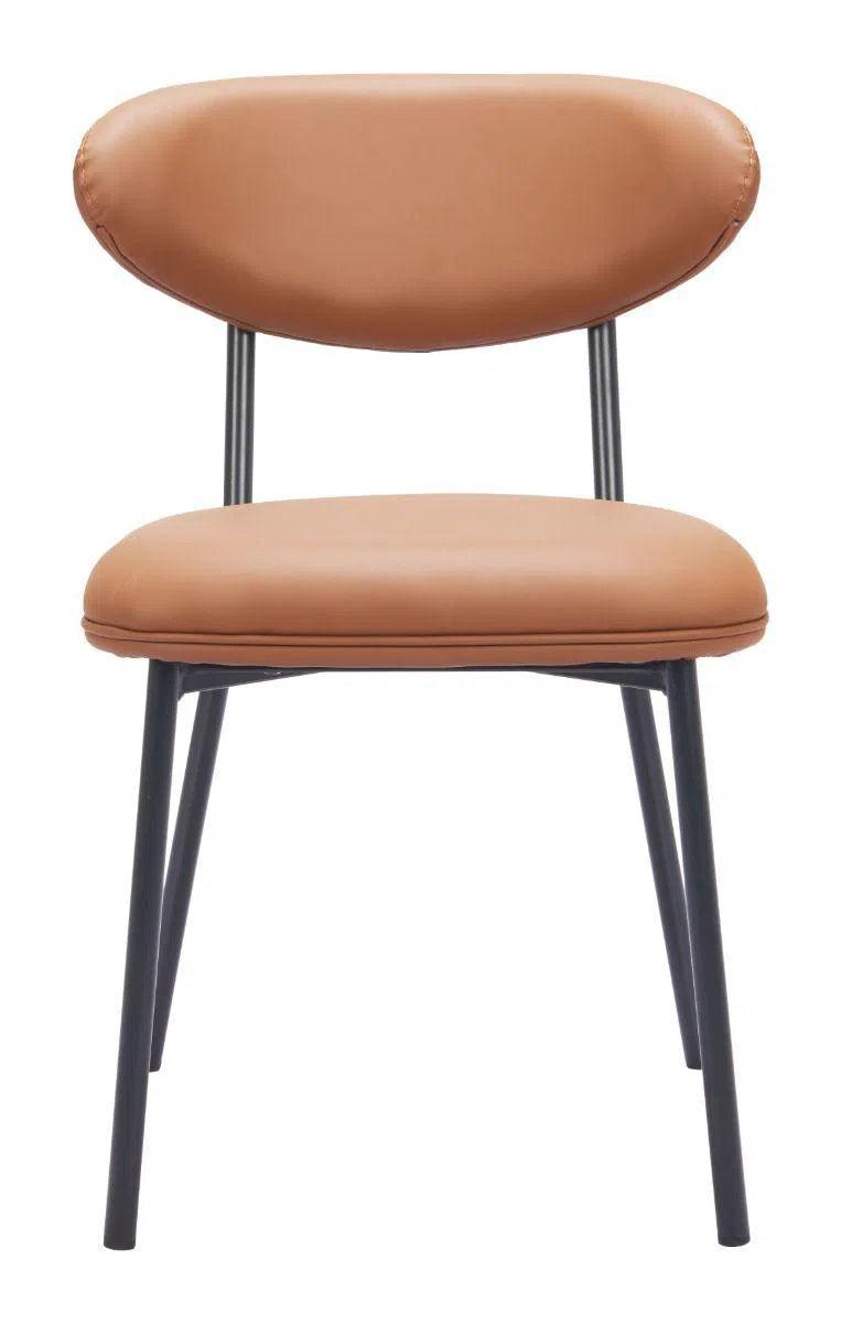 Rorun Wood and Steel Brown Armless Dining Chair (Set of 2) Dining Chairs LOOMLAN By Zuo Modern