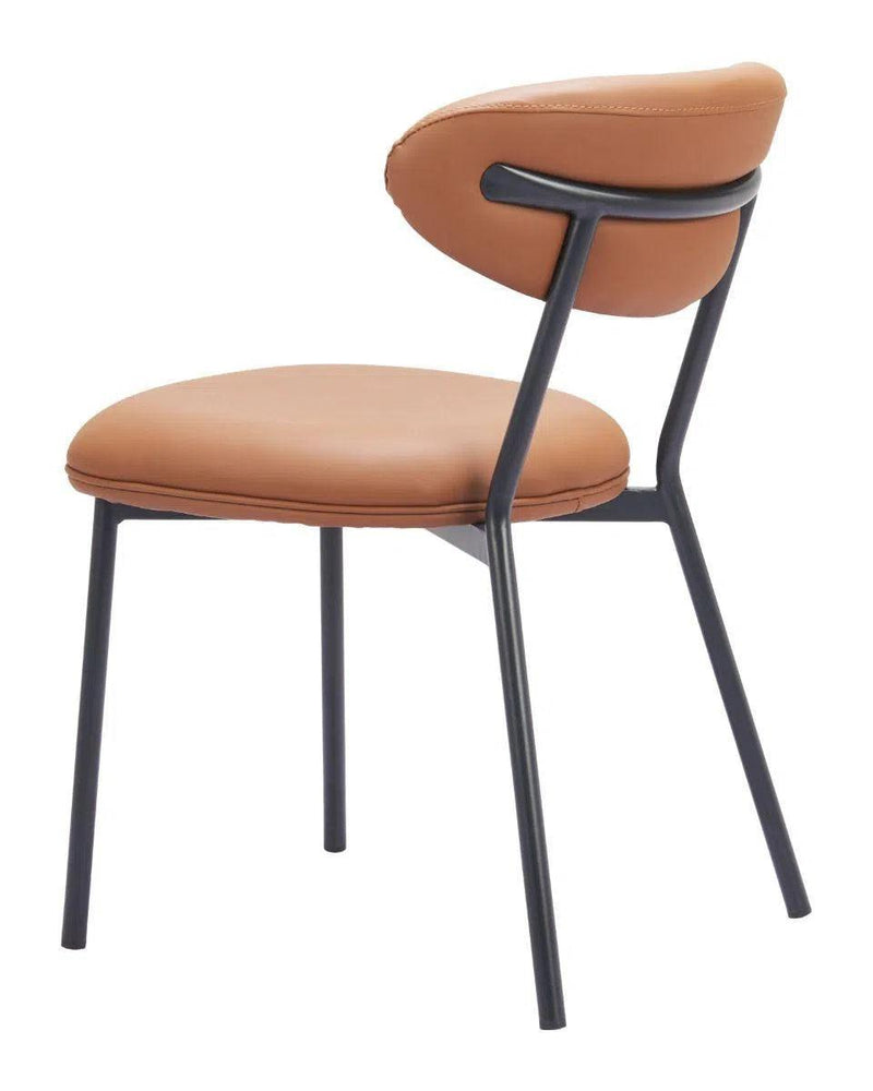 Rorun Wood and Steel Brown Armless Dining Chair (Set of 2) Dining Chairs LOOMLAN By Zuo Modern