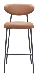 Rorun Wood and Steel Brown Barstool (Set of 2) Bar Stools LOOMLAN By Zuo Modern