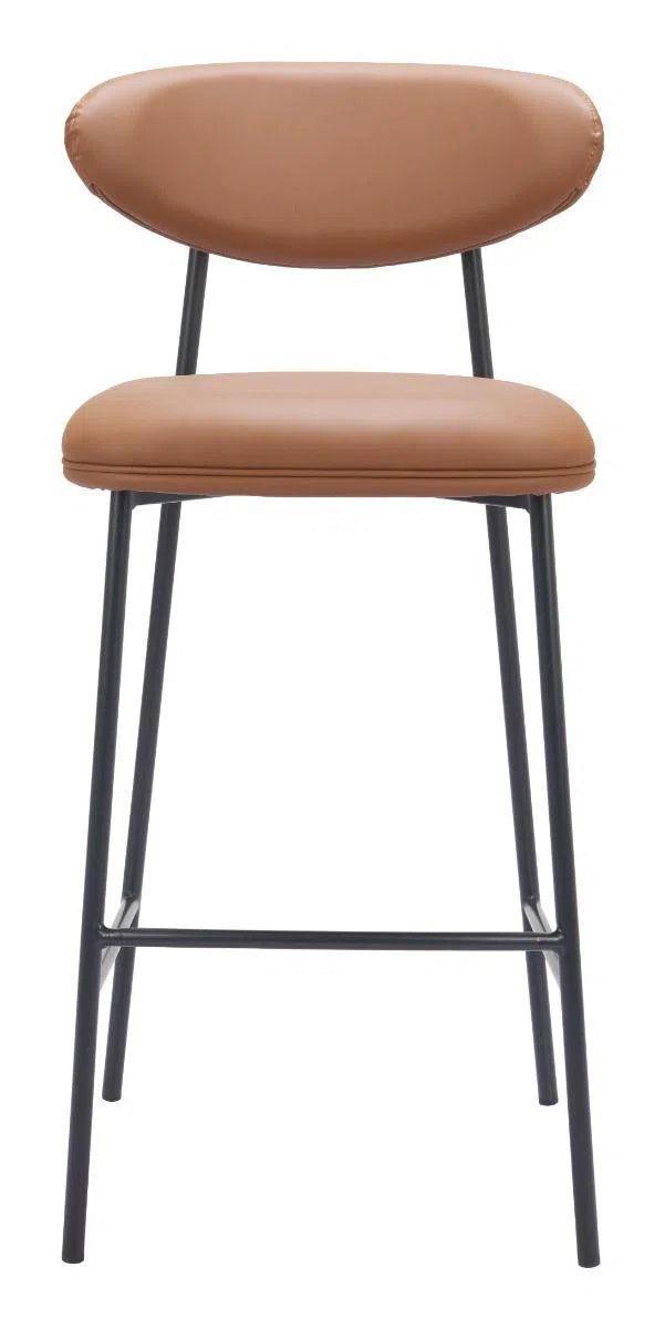 Rorun Wood and Steel Brown Barstool (Set of 2) Bar Stools LOOMLAN By Zuo Modern