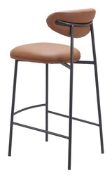 Rorun Wood and Steel Brown Barstool (Set of 2) Bar Stools LOOMLAN By Zuo Modern