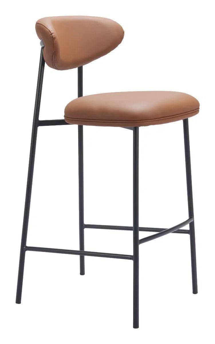 Rorun Wood and Steel Brown Barstool (Set of 2) Bar Stools LOOMLAN By Zuo Modern