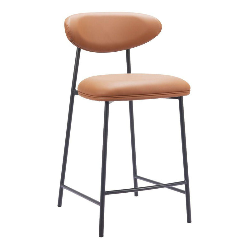 Rorun Wood and Steel Brown Counter Stool (Set of 2) Counter Stools LOOMLAN By Zuo Modern