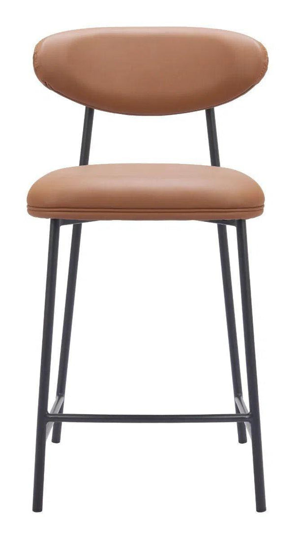 Rorun Wood and Steel Brown Counter Stool (Set of 2) Counter Stools LOOMLAN By Zuo Modern