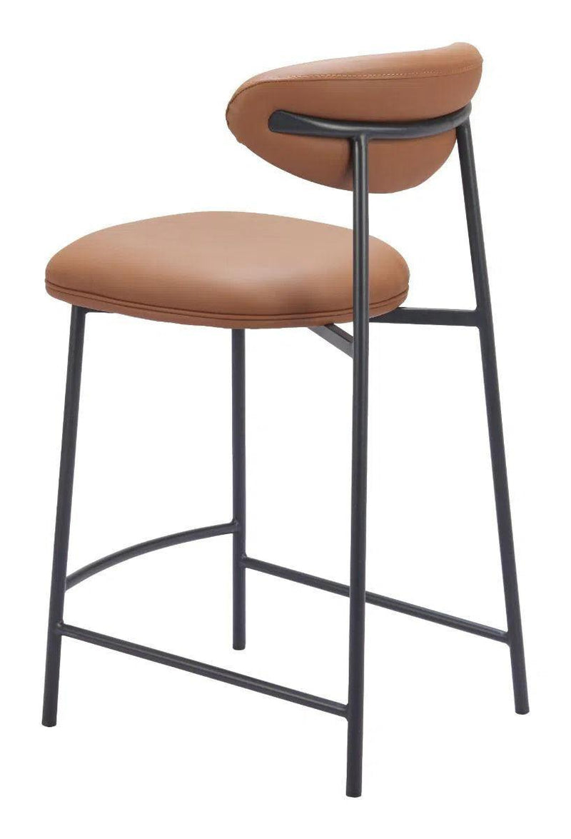 Rorun Wood and Steel Brown Counter Stool (Set of 2) Counter Stools LOOMLAN By Zuo Modern