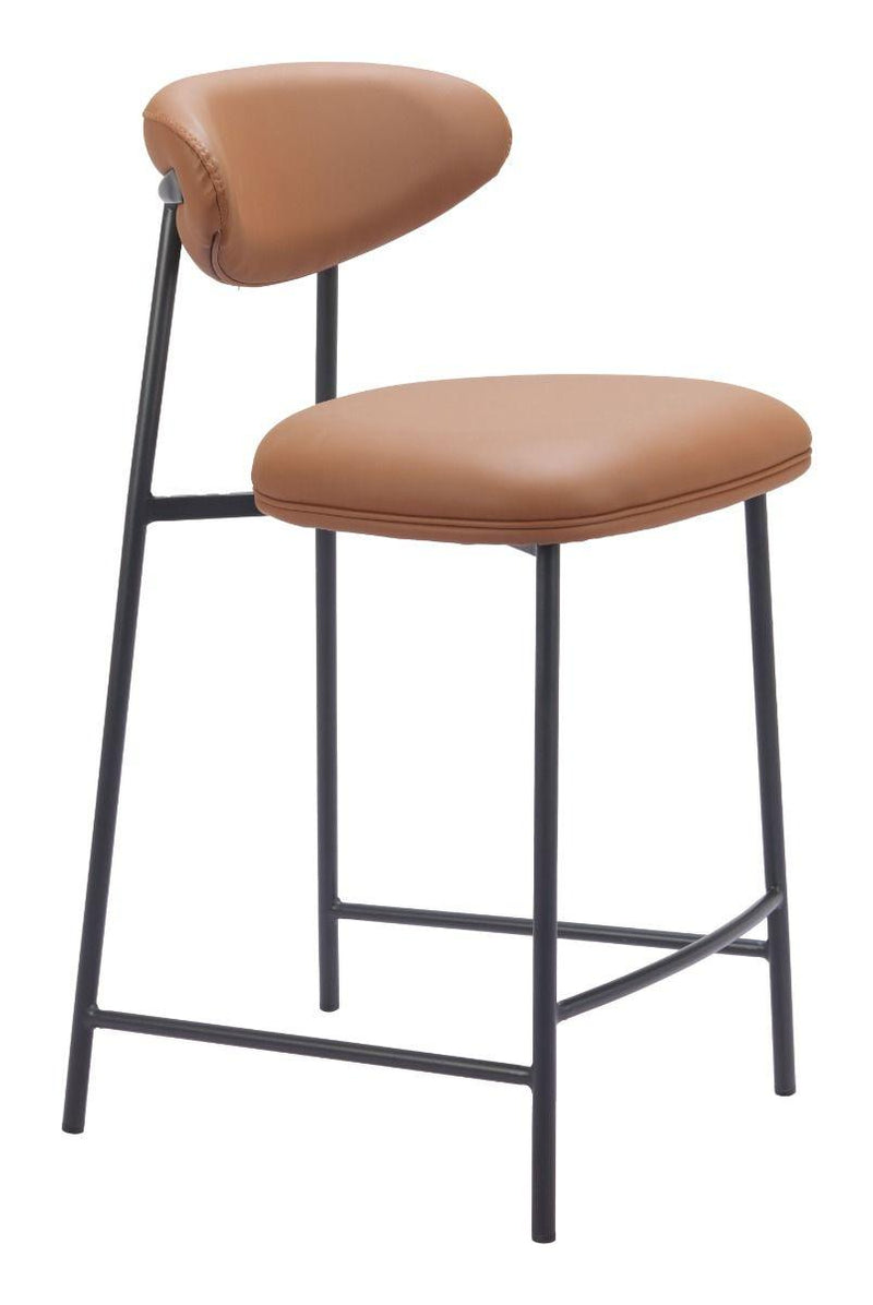 Rorun Wood and Steel Brown Counter Stool (Set of 2) Counter Stools LOOMLAN By Zuo Modern