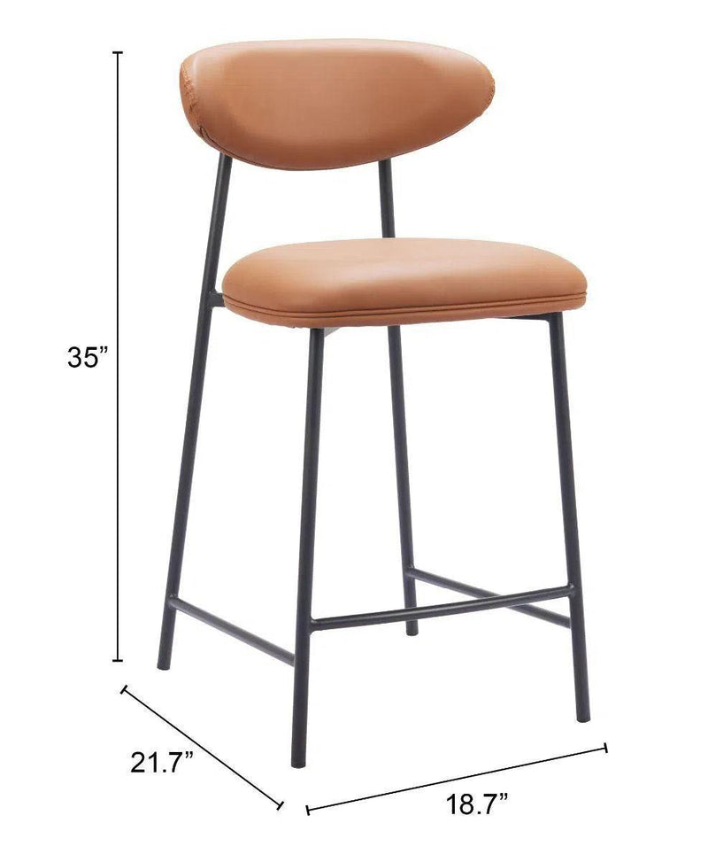 Rorun Wood and Steel Brown Counter Stool (Set of 2) Counter Stools LOOMLAN By Zuo Modern