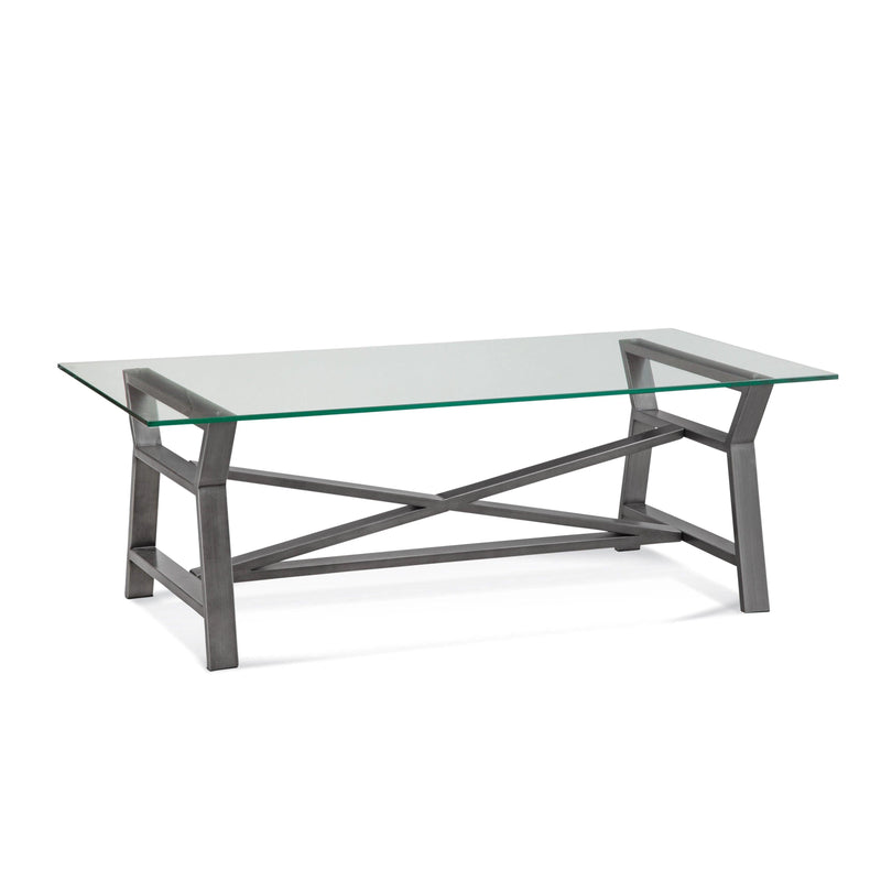 Ross Metal and Glass Grey Rectangular Cocktail Table Coffee Tables LOOMLAN By Bassett Mirror