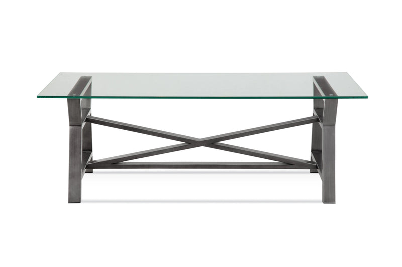 Ross Metal and Glass Grey Rectangular Cocktail Table Coffee Tables LOOMLAN By Bassett Mirror