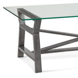 Ross Metal and Glass Grey Rectangular Cocktail Table Coffee Tables LOOMLAN By Bassett Mirror