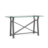 Ross Metal and Glass Grey Rectangular Console Table Console Tables LOOMLAN By Bassett Mirror