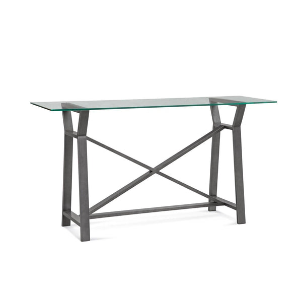 Ross Metal and Glass Grey Rectangular Console Table Console Tables LOOMLAN By Bassett Mirror