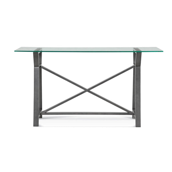 Ross Metal and Glass Grey Rectangular Console Table Console Tables LOOMLAN By Bassett Mirror