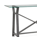 Ross Metal and Glass Grey Rectangular Console Table Console Tables LOOMLAN By Bassett Mirror