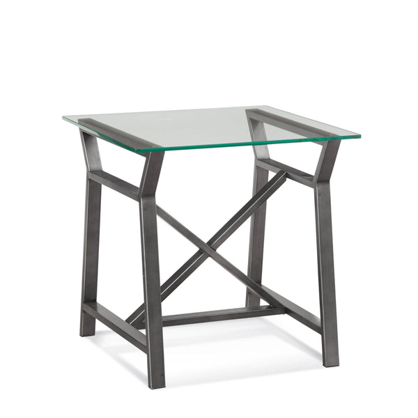 Ross Metal and Glass Grey Square End Table Side Tables LOOMLAN By Bassett Mirror