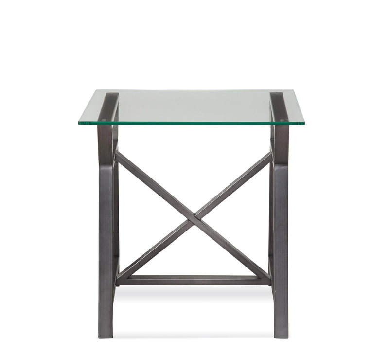 Ross Metal and Glass Grey Square End Table Side Tables LOOMLAN By Bassett Mirror