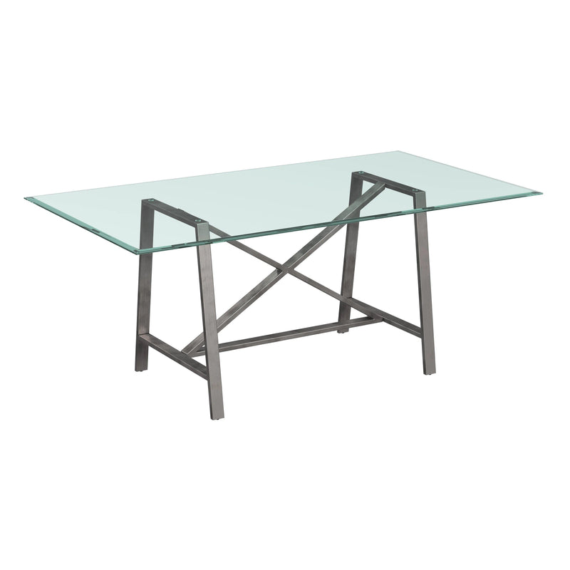 Ross Metal and Glass Silver Rectangular Dining Table Dining Tables LOOMLAN By Bassett Mirror