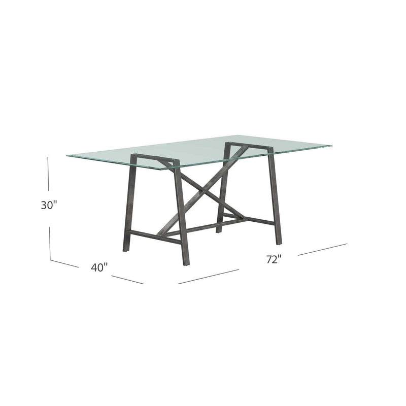 Ross Metal and Glass Silver Rectangular Dining Table Dining Tables LOOMLAN By Bassett Mirror