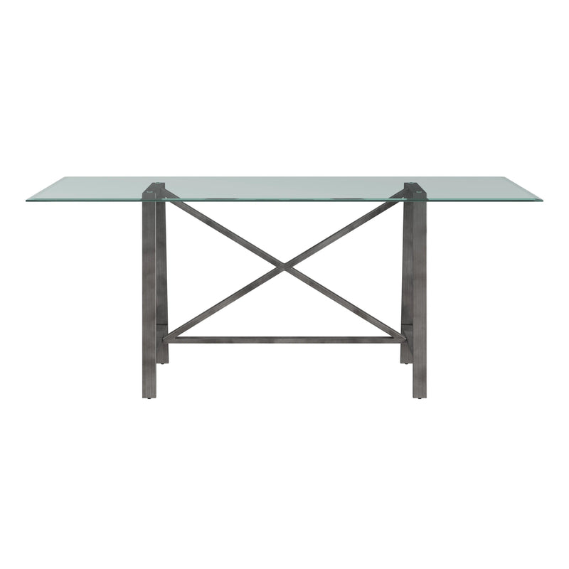 Ross Metal and Glass Silver Rectangular Dining Table Dining Tables LOOMLAN By Bassett Mirror