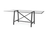 Ross Metal and Glass Silver Rectangular Dining Table Dining Tables LOOMLAN By Bassett Mirror