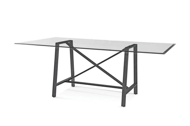 Ross Metal and Glass Silver Rectangular Dining Table Dining Tables LOOMLAN By Bassett Mirror