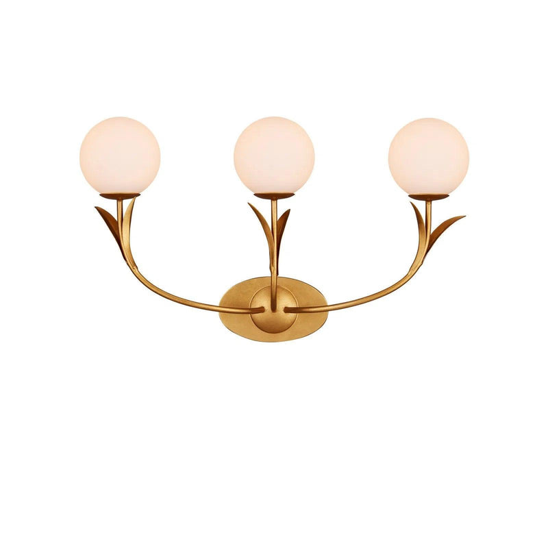 Rossville Triple-Light Iron and Glass Gold Wall Sconce Wall Sconces LOOMLAN By Currey & Co