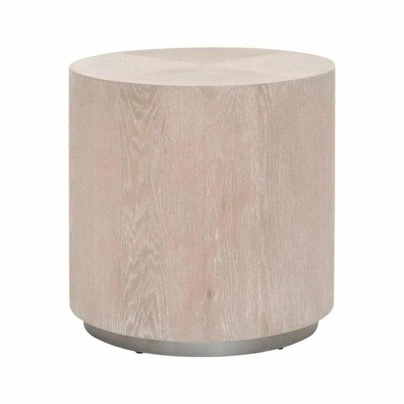 Roto Large Round Side Table Natural Oak and Silver Side Tables LOOMLAN By Essentials For Living