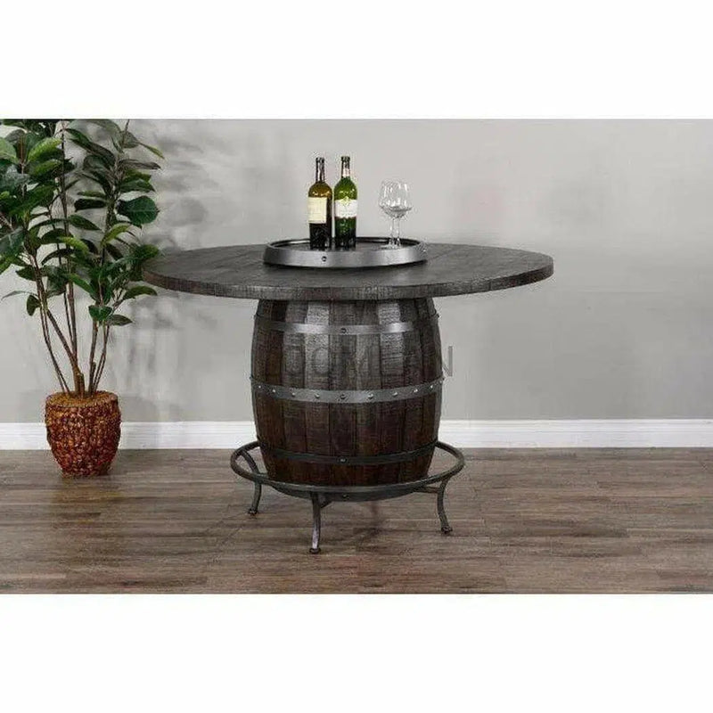 Round 54" Counter Height Rustic Barrell Pub Table Counter Tables LOOMLAN By Sunny D