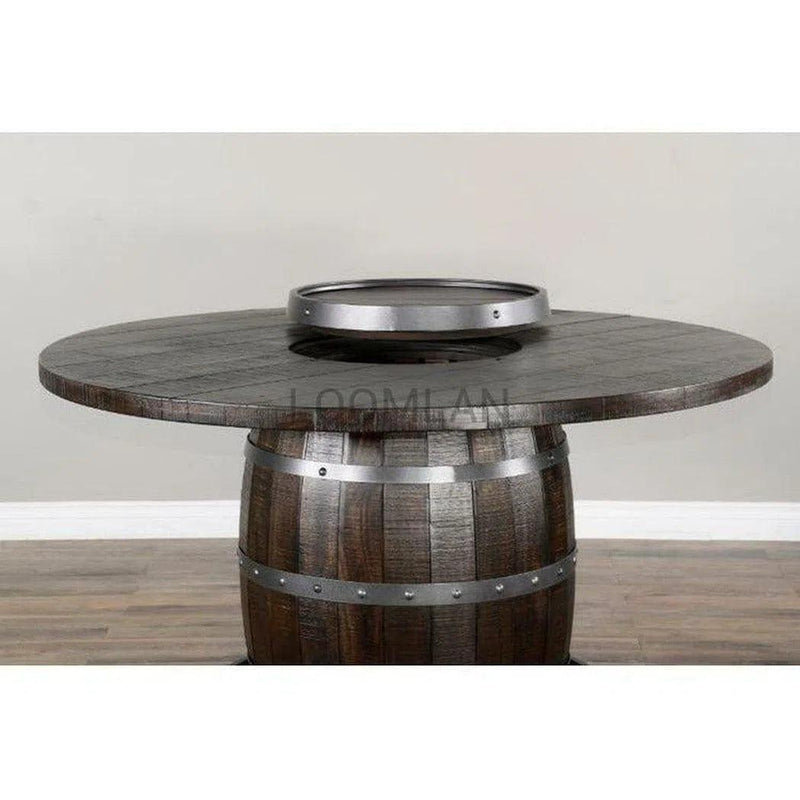 Round 54" Counter Height Rustic Barrell Pub Table Counter Tables LOOMLAN By Sunny D