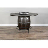 Round 54" Counter Height Rustic Barrell Pub Table Counter Tables LOOMLAN By Sunny D