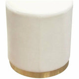 Round Accent Ottoman Cream Velvet Gold Metal Band Accent Ottomans LOOMLAN By Diamond Sofa