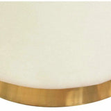 Round Accent Ottoman Cream Velvet Gold Metal Band Accent Ottomans LOOMLAN By Diamond Sofa