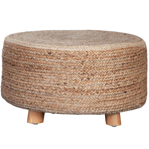 Round Accent Stool in Natural Jute Fiber Poufs and Stools LOOMLAN By Diamond Sofa