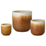 Round Amber Ceramic Planter Outdoor Planters LOOMLAN By Emissary