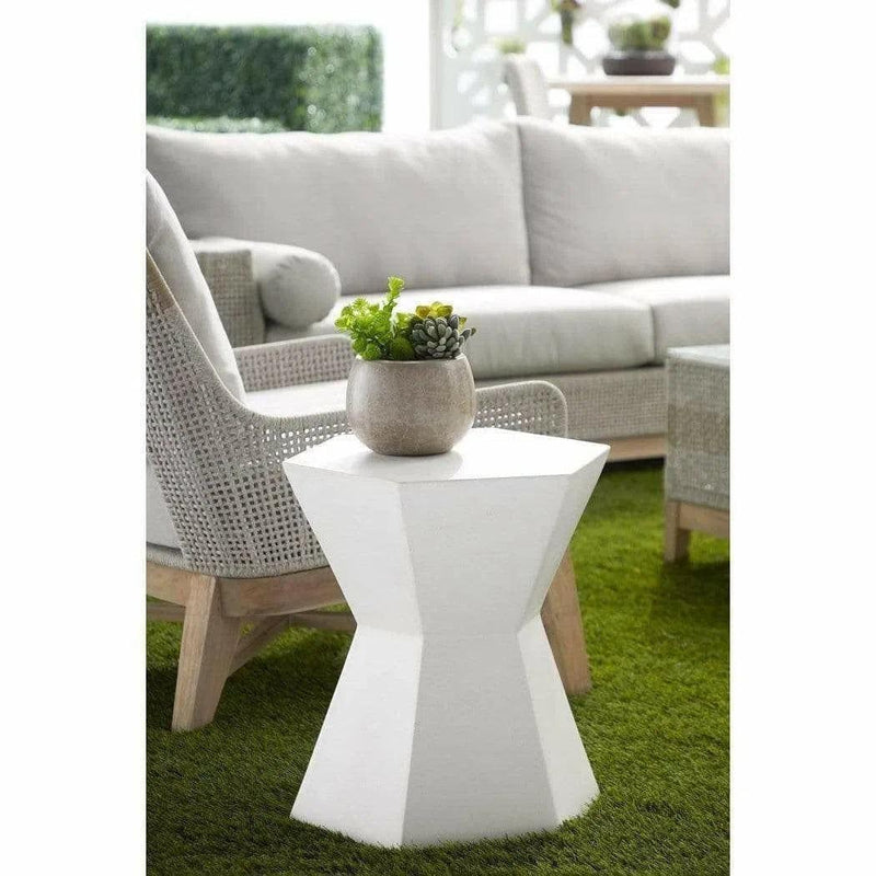 Round Bento Accent Table Ivory Concrete Outdoor Side Tables LOOMLAN By Essentials For Living