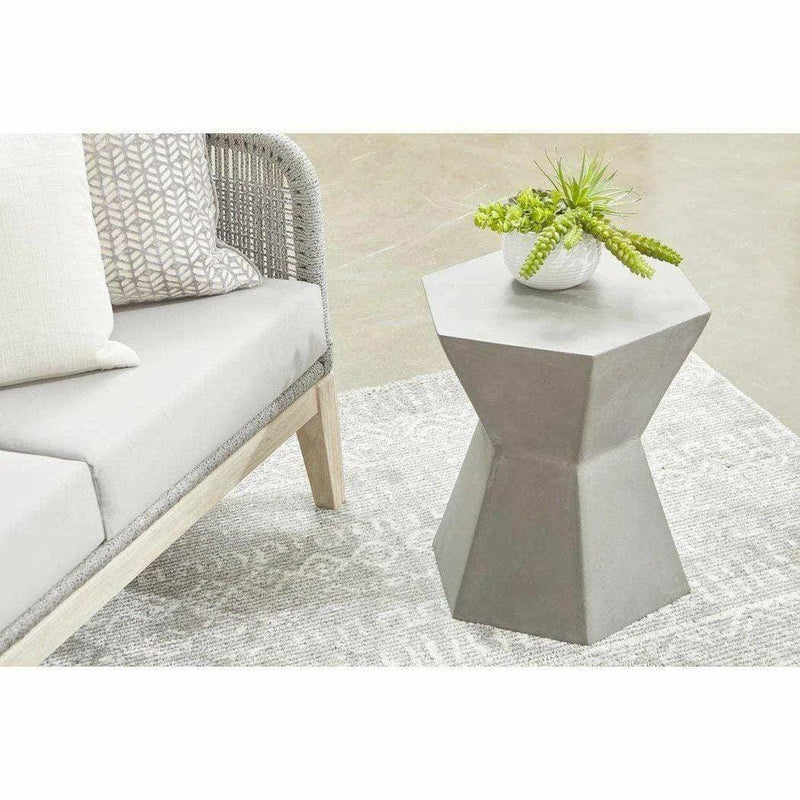 Round Bento Accent Table Slate Gray Concrete Outdoor Side Tables LOOMLAN By Essentials For Living