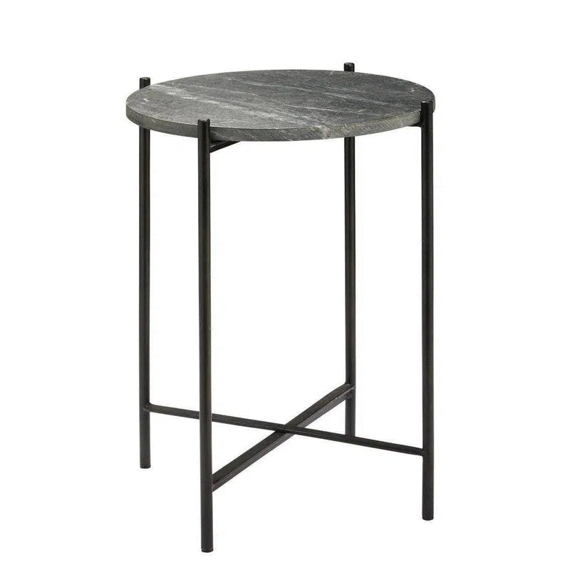 Round Black Marble Top Mid Century Modern Side Table Side Tables LOOMLAN By Jamie Young