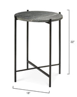 Round Black Marble Top Mid Century Modern Side Table Side Tables LOOMLAN By Jamie Young