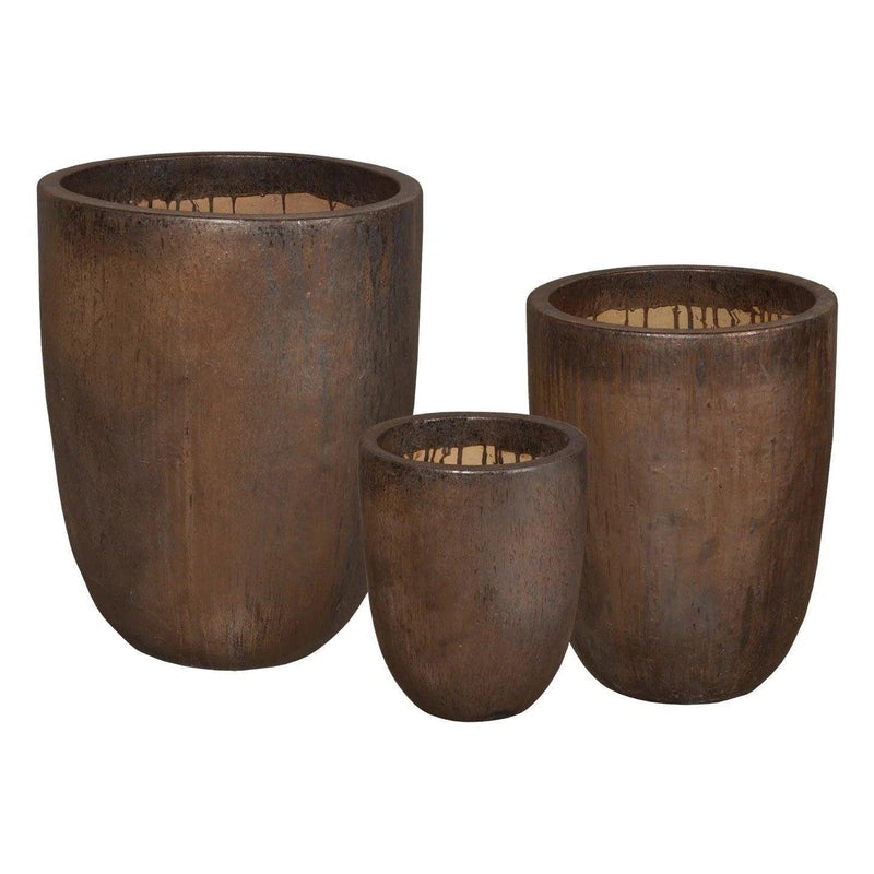 Round Ceramic Cylinder Planter Outdoor Planters LOOMLAN By Emissary