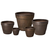 Round Ceramic Flower Pot Outdoor Planters LOOMLAN By Emissary