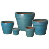 Round Ceramic Flower Pot Outdoor Planters LOOMLAN By Emissary