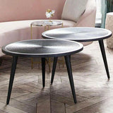 Round Cocktail Table Wood Top in Black Finish & Iron Legs Coffee Tables LOOMLAN By Diamond Sofa