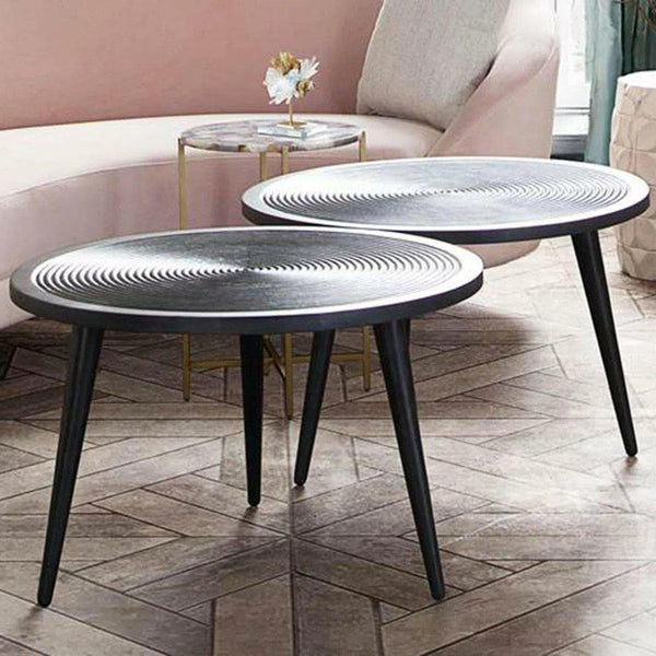 Round Cocktail Table Wood Top in Black Finish & Iron Legs Coffee Tables LOOMLAN By Diamond Sofa