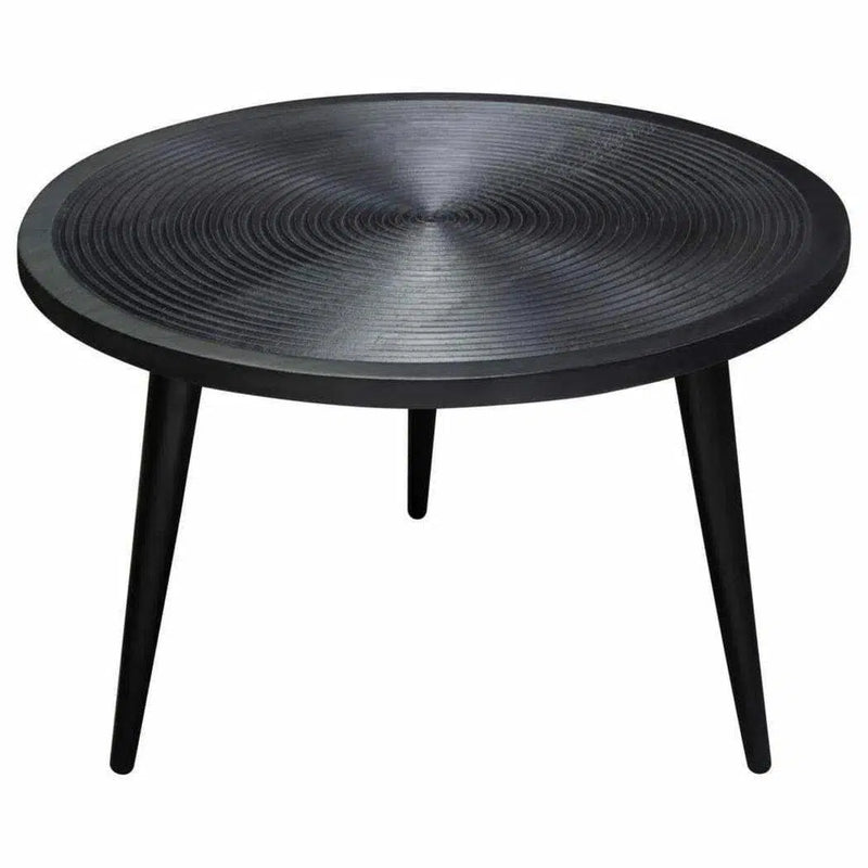 Round Cocktail Table Wood Top in Black Finish & Iron Legs Coffee Tables LOOMLAN By Diamond Sofa