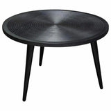 Round Cocktail Table Wood Top in Black Finish & Iron Legs Coffee Tables LOOMLAN By Diamond Sofa