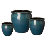 Round Crafted Ceramic Planter Outdoor Planters LOOMLAN By Emissary