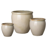 Round Crafted Ceramic Planter Outdoor Planters LOOMLAN By Emissary