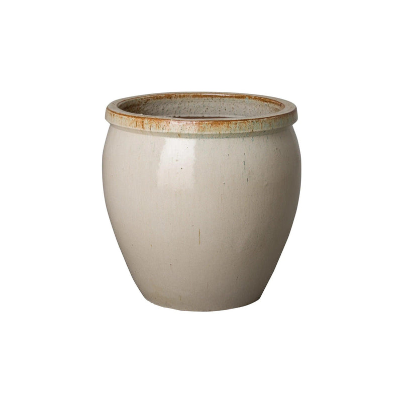 Round Crafted Ceramic Planter Outdoor Planters LOOMLAN By Emissary