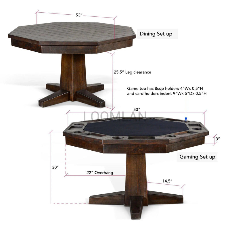 Round Dining Table Convertible Poker Game Table Game Tables LOOMLAN By Sunny D